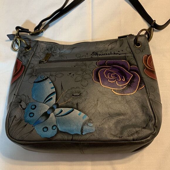 Anuschka Floral Paradise hand painted leather hobo bag - Picture 3 of 12